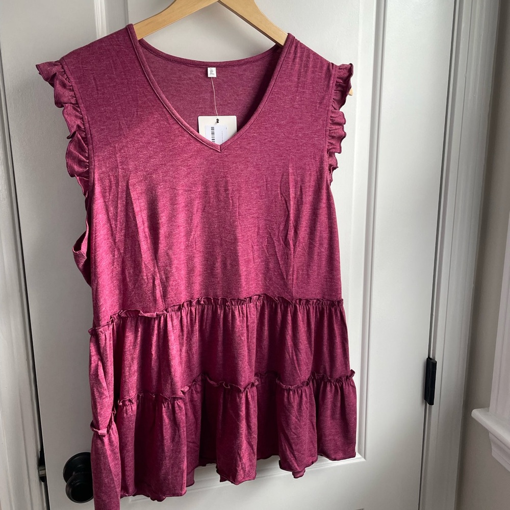 Women's Ruffled Sleeveless Top - Pinkish/purple